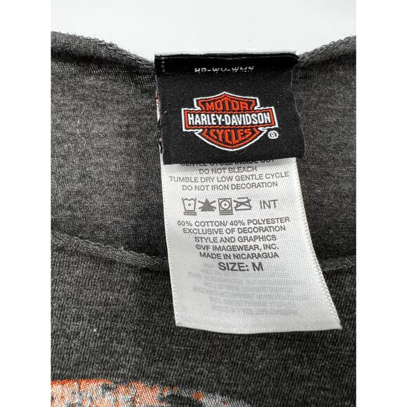 Harley Davison Shirt Womens Lightweight Graphic Tee Moto Long Sleeve Gray Size M - Picture 2 of 6